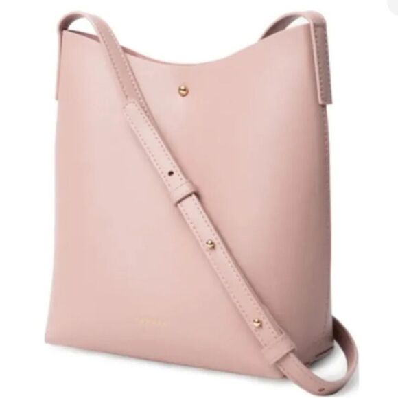 Samara FabFitFun Vegan Leather Suede Interior Peony Pink Medium Crossbody Bag - Picture 3 of 16